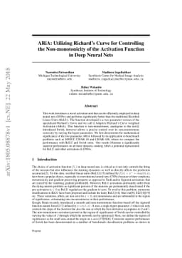ARiA: Utilizing Richard's Curve for Controlling the Non-monotonicity of
  the Activation Function in Deep Neural Nets