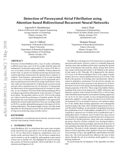 Detection of Paroxysmal Atrial Fibrillation using Attention-based
  Bidirectional Recurrent Neural Networks