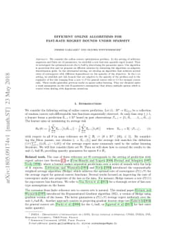 Efficient online algorithms for fast-rate regret bounds under sparsity