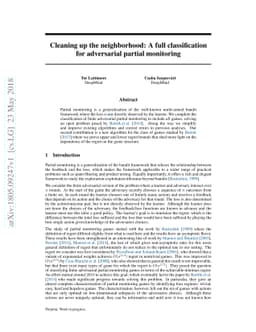 Cleaning up the neighborhood: A full classification for adversarial
  partial monitoring