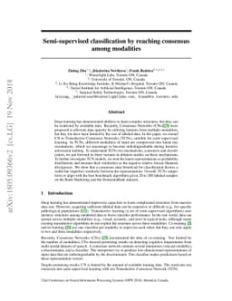 Semi-supervised classification by reaching consensus among modalities