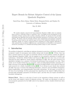 Regret Bounds for Robust Adaptive Control of the Linear Quadratic
  Regulator