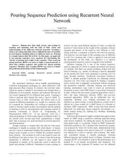 Pouring Sequence Prediction using Recurrent Neural Network