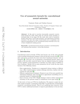 Use of symmetric kernels for convolutional neural networks
