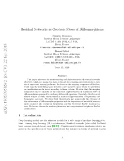 Residual Networks as Geodesic Flows of Diffeomorphisms