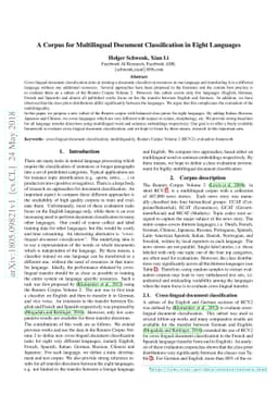 A Corpus for Multilingual Document Classification in Eight Languages