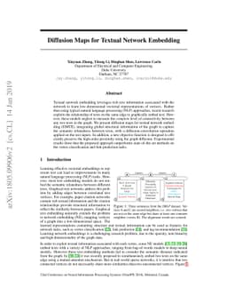 Diffusion Maps for Textual Network Embedding