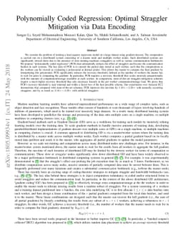 Polynomially Coded Regression: Optimal Straggler Mitigation via Data
  Encoding