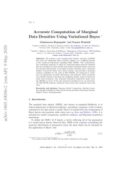 Accurate Computation of Marginal Data Densities Using Variational Bayes