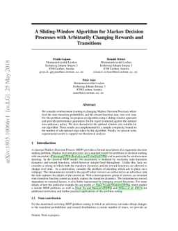 A Sliding-Window Algorithm for Markov Decision Processes with
  Arbitrarily Changing Rewards and Transitions