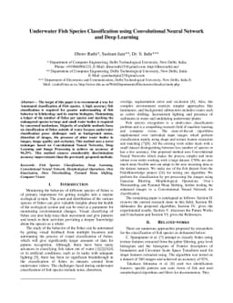 Underwater Fish Species Classification using Convolutional Neural
  Network and Deep Learning