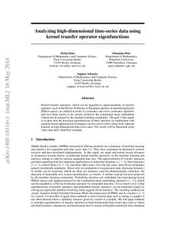 Analyzing high-dimensional time-series data using kernel transfer
  operator eigenfunctions