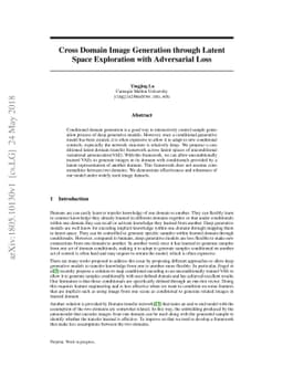 Cross Domain Image Generation through Latent Space Exploration with
  Adversarial Loss