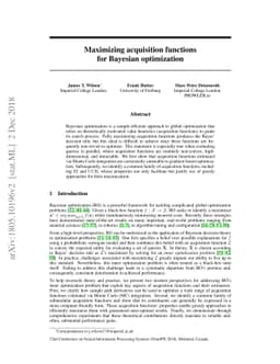 Maximizing acquisition functions for Bayesian optimization