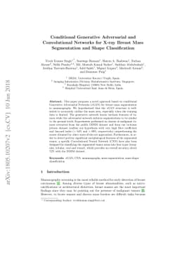 Conditional Generative Adversarial and Convolutional Networks for X-ray
  Breast Mass Segmentation and Shape Classification