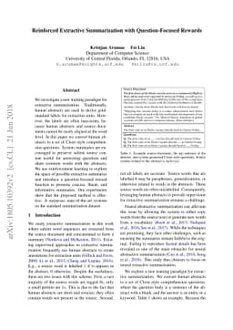 Reinforced Extractive Summarization with Question-Focused Rewards