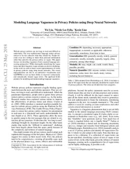 Modeling Language Vagueness in Privacy Policies using Deep Neural
  Networks