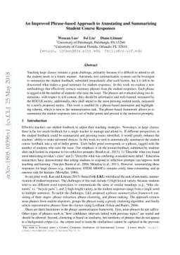 An Improved Phrase-based Approach to Annotating and Summarizing Student
  Course Responses