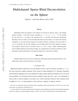 Multichannel Sparse Blind Deconvolution on the Sphere