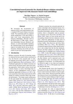 Convolutional neural networks for chemical-disease relation extraction
  are improved with character-based word embeddings