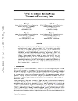 Robust Hypothesis Testing Using Wasserstein Uncertainty Sets