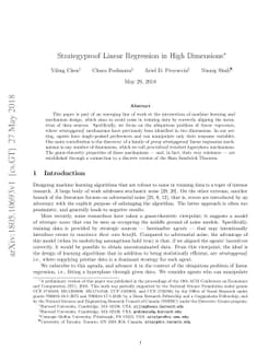Strategyproof Linear Regression in High Dimensions
