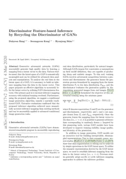 Discriminator Feature-based Inference by Recycling the Discriminator of
  GANs