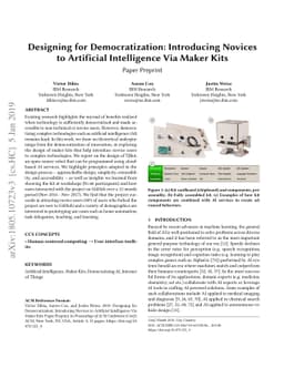Designing for Democratization: Introducing Novices to Artificial
  Intelligence Via Maker Kits