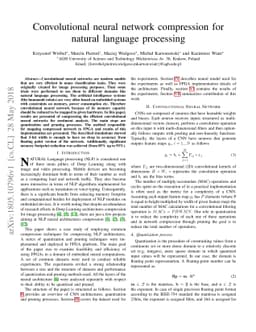 Convolutional neural network compression for natural language processing
