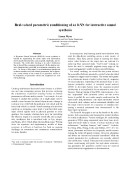 Real-valued parametric conditioning of an RNN for interactive sound
  synthesis