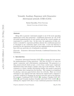 Versatile Auxiliary Regressor with Generative Adversarial network
  (VAR+GAN)