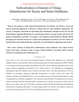 Softwarization of Internet of Things Infrastructure for Secure and Smart
  Healthcare