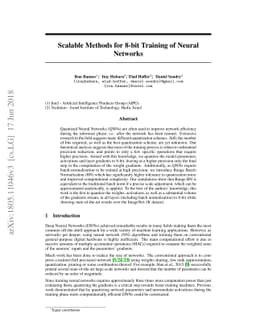 Scalable Methods for 8-bit Training of Neural Networks