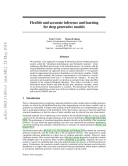 Flexible and accurate inference and learning for deep generative models
