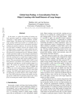 Global Sum Pooling: A Generalization Trick for Object Counting with
  Small Datasets of Large Images