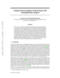 Unsupervised Learning of Artistic Styles with Archetypal Style Analysis