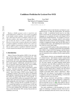Confidence Prediction for Lexicon-Free OCR