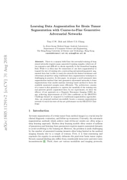 Learning Data Augmentation for Brain Tumor Segmentation with
  Coarse-to-Fine Generative Adversarial Networks