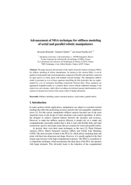 Advancement of MSA-technique for stiffness modeling of serial and
  parallel robotic manipulators