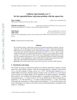 Uniform regret bounds over $R^d$ for the sequential linear regression
  problem with the square loss