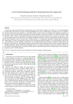 A novel channel pruning method for deep neural network compression