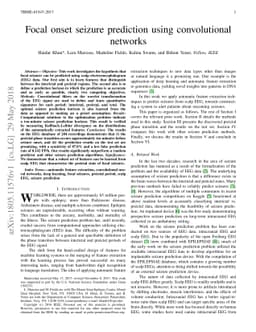 Focal onset seizure prediction using convolutional networks