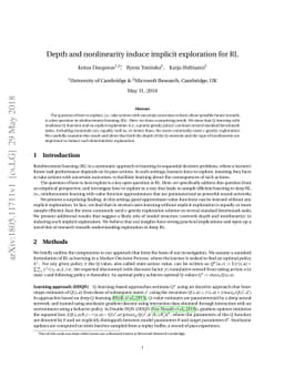 Depth and nonlinearity induce implicit exploration for RL
