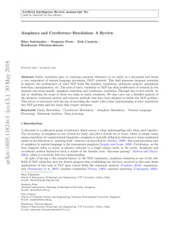 Anaphora and Coreference Resolution: A Review