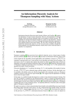 An Information-Theoretic Analysis for Thompson Sampling with Many
  Actions