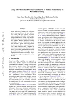 Using Inter-Sentence Diverse Beam Search to Reduce Redundancy in Visual
  Storytelling