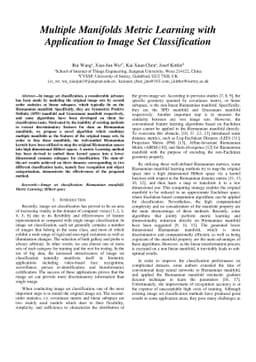 Multiple Manifolds Metric Learning with Application to Image Set
  Classification