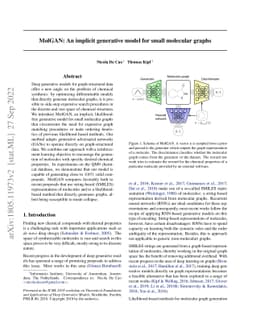 MolGAN: An implicit generative model for small molecular graphs