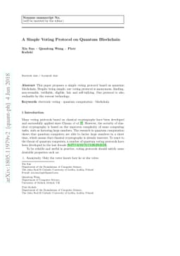 A Simple Voting Protocol on Quantum Blockchain