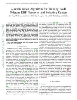 l0-norm Based Centers Selection for Training Fault Tolerant RBF Networks
  and Selecting Centers